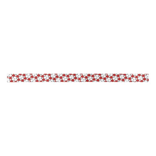 Red White Tri Floral Pattern Ribbon Lint (Voorkant)