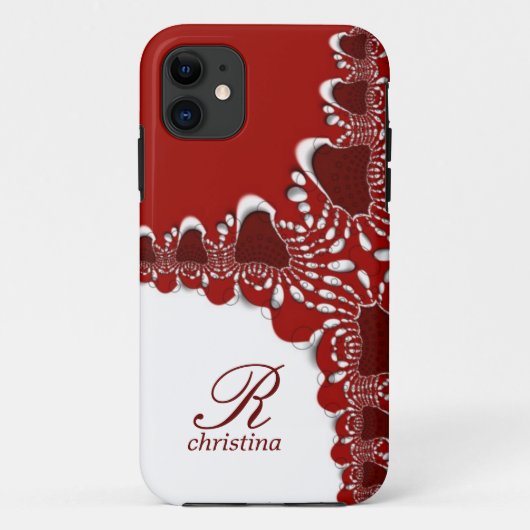 Red White Tribal Lace Fractals Monogram iPhone 5 Case-Mate iPhone Case (Achterkant)