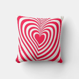 Red White Trippy Hypnotic Heart Love Pattern Kussen