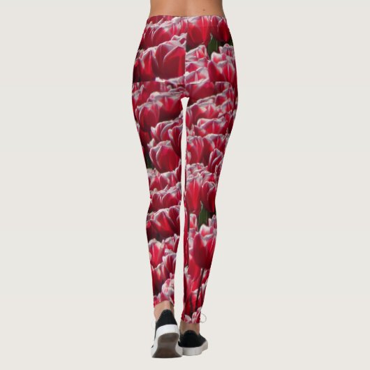Red White Tulps Pattern Legging (Achterkant)