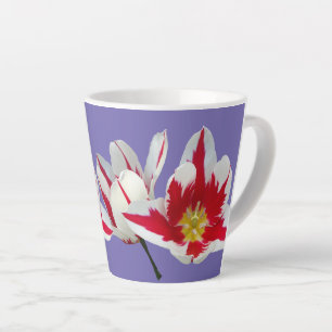 Red White Tulps sluiten Lila latte Mok