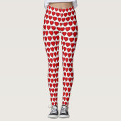 Red White Valentijnsdag Snoep Heart Love Pattern Leggings (Voorkant)