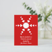 Red White Valentine Heart Snowflake Invitations (Debout devant)