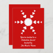 Red White Valentine Heart Snowflake Invitations (Devant / Derrière)