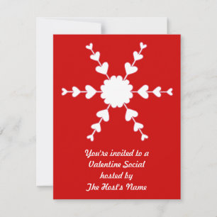 Red White Valentine Heart Snowflake Invitations
