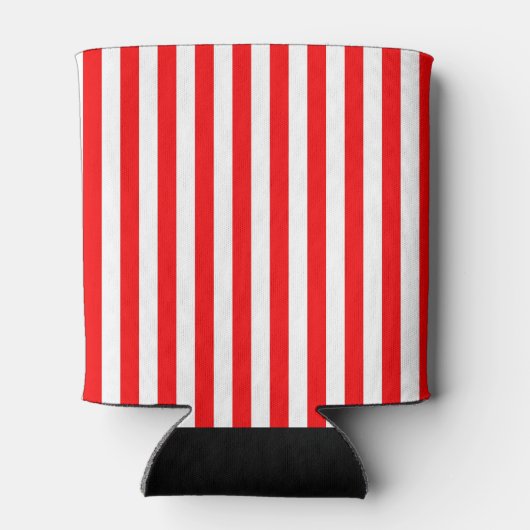 Red White Vertical Stripes Black Monogram Blikjeskoeler (Achterkant)