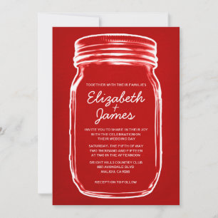 Red & White Vintage Mason Jar Invitations de maria