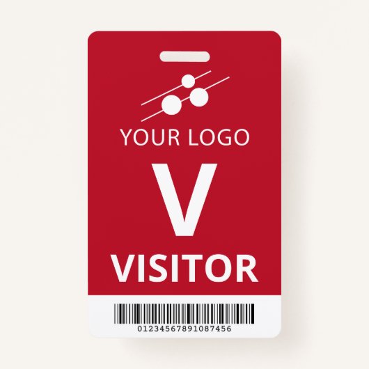Red White Voeg je Logo barcode bezoeker toe Badge (Voorkant)