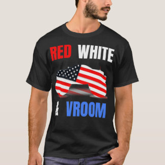 Red White Vroom Monster Truck Lover Amerikaanse vl T-shirt