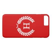 Red White Wheat Laurel Wreated Initiaal Monogram Case-Mate iPhone Case (Achterkant (Horizontaal))