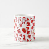 Red & White Whimsical Christmas Gnome Pattern Koffiemok (Center)