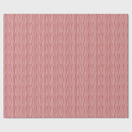 Red & White Wonky Stripes Cadeaupapier (Vlak)