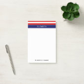 Red Wht Horiz Stripe Navy Blue Name Monogram Post-it® Notes (Kantoor)