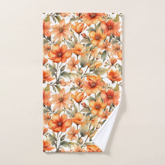 Red Wild Flowers Waterverf Kunst Bad Handdoek (Handdoek)