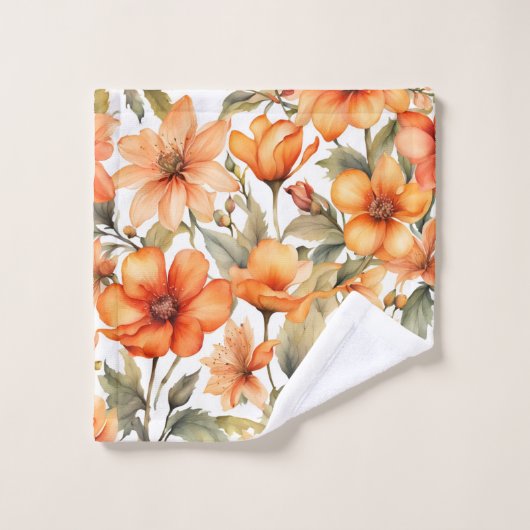 Red Wild Flowers Waterverf Kunst Bad Handdoek (Wasdoekje)