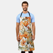 Red Wild Flowers Waterverf Kunst Schort (Gedragen)