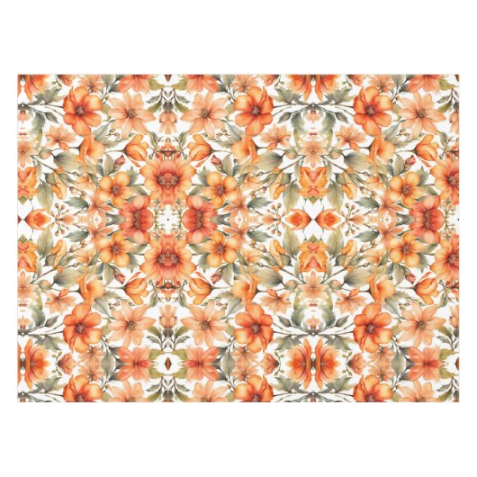 Red Wild Flowers Waterverf Kunst Tafelkleed (Voorkant (Horizontaal))