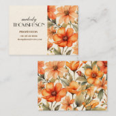 Red Wild Flowers Waterverf Kunst Visitekaartje (Voorkant / Achterkant)