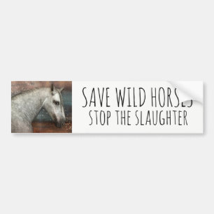 Red wilde paarden en stop de slachtpaarden Bumpers Bumpersticker