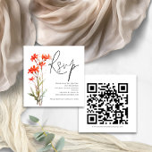 Red Wildflower Script QR Code Bruiloft RSVP Informatiekaartje