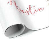 Red Wildflowers Wedding/Douche Gefeliciteerd Cadeaupapier (Rol Hoek)