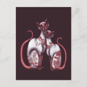 Red Willow Siamese katten Briefkaart