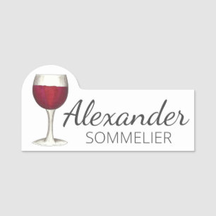 Red Wine Bar Glass Winery Vineyard Sommelier Naamplaatje