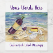 Red Wine Beach Party Custom Bottes Étiquettes (Étiquettes simples)