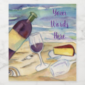 Red Wine Beach Party Custom Bottle Étiquette (Étiquettes simples)