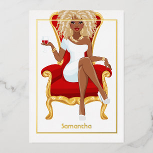 Red Wine Birthday Girl Folie Uitnodiging