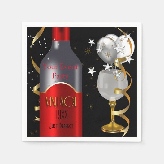  Red Wine Black Gold Silver Servet (Voorkant)