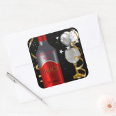  Red Wine Black Gold Silver Vierkante Sticker (Envelop)