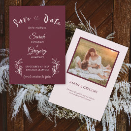 Red Wine Boho Minimalist Save the Date Kaart