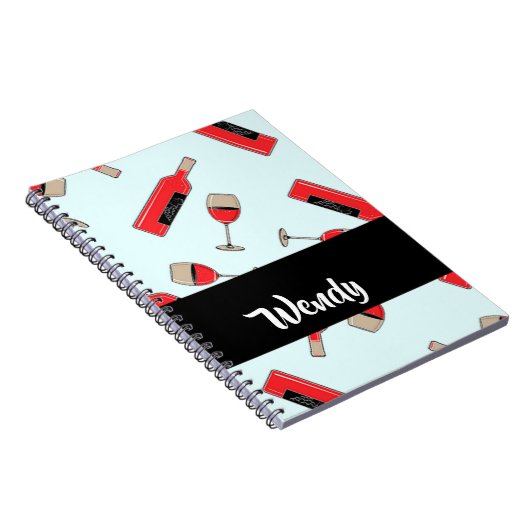 Red wine bottles and glasses pattern notitieboek (Rechterzijde)