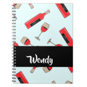 Red wine bottles and glasses pattern notitieboek (Voorkant)