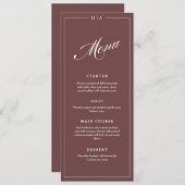 Red Wine Elegant Handwriting Wedding Dinner  Menu (Voorkant / Achterkant)