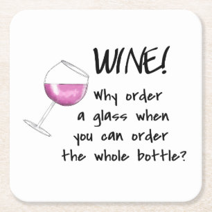 Red Wine Funny Word Gezegde Party Drink Vierkante Kartonnen Onderzetter