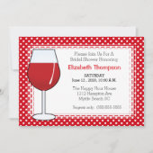 Red Wine Glass Bridal Shower Kaart (Voorkant)