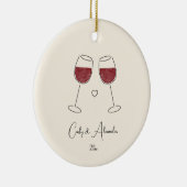 Red Wine Glass getrouwd met verloofd Jubileum Keramisch Ornament (Rechts)