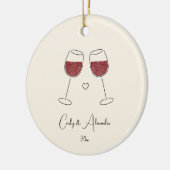 Red Wine Glass getrouwd met verloofd Jubileum Keramisch Ornament (Links)