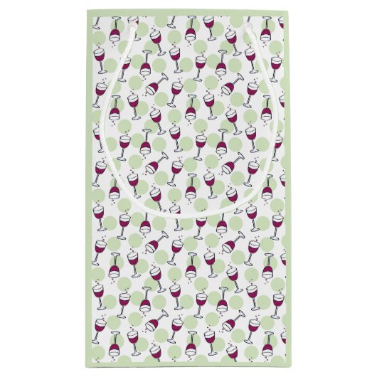 Red Wine Glass Illustrated Pattern Klein Cadeauzakje (Achterkant)