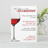 Red Wine Glass Nieuwjaar Kaart (Staand voorkant)