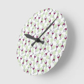 Red Wine Glasses Illustration Pattern Wall Ronde Klok (Hoek)