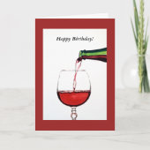Red Wine Happy Birthday Kaart (Voorkant)