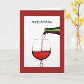 Red Wine Happy Birthday Kaart (Gele Bloem)