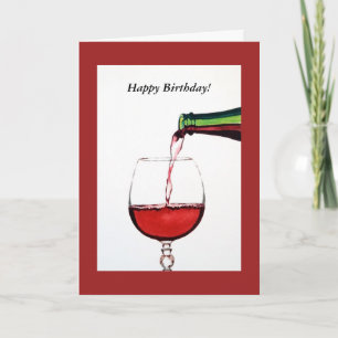 Red Wine Happy Birthday Kaart