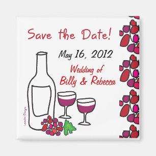 Red Wine Vineyard Wedding Save the Date Magnet Magneet