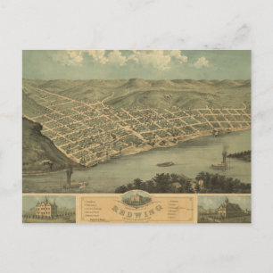 Red Wing MN 1868 Carte panoramique antique