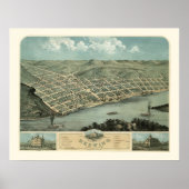 Red Wing, MN Panoramic Map - 1868 Poster (Voorkant)