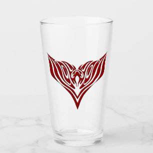 Red Winged Bird Tribal Tattoo Design Glas